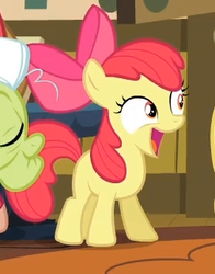 Size: 253x323 | Tagged: safe, screencap, apple bloom, granny smith, earth pony, pony, g4, pinkie apple pie, cute, smiling
