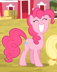 Size: 678x865 | Tagged: safe, screencap, pinkie pie, earth pony, pony, g4, pinkie apple pie, cute, diapinkes, eyes closed, female, grin, happy, mare, smiling, solo