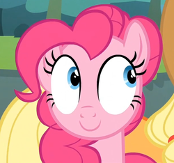 Size: 611x571 | Tagged: safe, screencap, applejack, pinkie pie, g4, pinkie apple pie, happy, smiling, solo focus