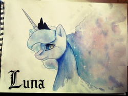 Size: 2312x1728 | Tagged: safe, artist:hollyall, princess luna, g4, female, solo, traditional art, watercolor painting