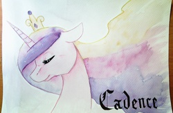 Size: 2632x1728 | Tagged: safe, artist:hollyall, princess cadance, g4, female, floppy ears, solo, traditional art, watercolor painting