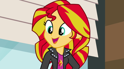 Size: 1280x714 | Tagged: safe, screencap, sunset shimmer, human, equestria girls, g4, my little pony equestria girls: rainbow rocks, cute, female, happy, shimmerbetes, smiling, solo, when she smiles