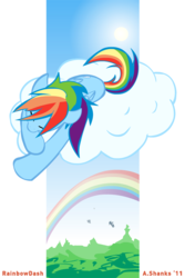 Size: 533x800 | Tagged: safe, artist:alystar, rainbow dash, g4, cloud, female, rainbow, sleeping, solo