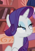 Size: 142x203 | Tagged: safe, screencap, rarity, twilight sparkle, pony, unicorn, g4, look before you sleep, cropped, faic, female, golden oaks library, mare, picture for breezies, rarity is not amused, solo, unamused