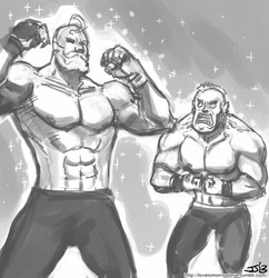 Size: 833x862 | Tagged: safe, artist:johnjoseco, bulk biceps, human, g4, alex louis armstrong, crossover, flexing, fullmetal alchemist, grayscale, humanized, male, monochrome