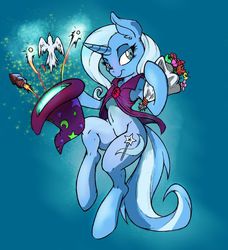 Size: 800x876 | Tagged: safe, artist:dfectivedvice, artist:firebird145, trixie, semi-anthro, g4, arm hooves, female, flower, magic, solo