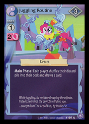 Size: 344x480 | Tagged: safe, pinkie pie, g4, card, ccg, crystal games, enterplay, flugelhorn, jester, mlp trading card game, the art of fun