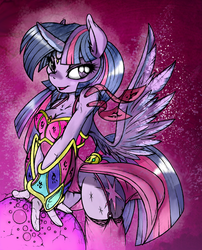 Size: 800x991 | Tagged: safe, artist:dfectivedvice, artist:firebird145, twilight sparkle, anthro, g4, breasts, cleavage, female, garter belt, garters, solo, twilight sparkle (alicorn)