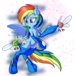 Size: 793x800 | Tagged: safe, artist:dfectivedvice, artist:firebird145, rainbow dash, parasprite, pony, semi-anthro, g4, arm hooves, assisted exposure, bipedal, clothes, female, simple background, socks, transparent background, undressing