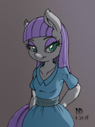 Size: 597x800 | Tagged: safe, artist:dfectivedvice, artist:firebird145, maud pie, earth pony, anthro, g4, clothes, colored, female, solo