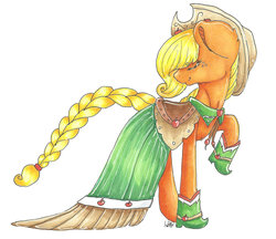 Size: 1024x884 | Tagged: safe, artist:silleloveart, applejack, g4, clothes, dress