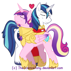 Size: 1000x1000 | Tagged: safe, artist:thesciencepony, princess cadance, shining armor, g4, armor, gay, half r63 shipping, heart, male, prince bolero, rule 63, ship:shining bolero, ship:shiningcadance, shipping, simple background, smiling, transparent background, vector