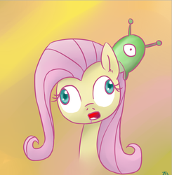 Size: 562x574 | Tagged: safe, artist:fapalot, fluttershy, g4, brain slug, derp, female, futurama, male, mind control, solo