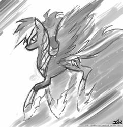 Size: 833x862 | Tagged: safe, artist:johnjoseco, rainbow dash, g4, grayscale, monochrome, nightmare rainbow dash, nightmarified