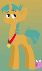 Size: 522x870 | Tagged: safe, artist:pokekid963, snails, snail, g4, blank flank, cutie mark, male, medal, solo, win, winner, winning