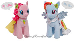 Size: 3600x1977 | Tagged: safe, pinkie pie, rainbow dash, g4, build-a-bear, irl, photo, plushie