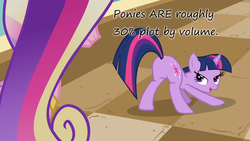 Size: 1280x720 | Tagged: safe, edit, edited screencap, screencap, queen chrysalis, twilight sparkle, pony, unicorn, a canterlot wedding, g4, butt, caption, face down ass up, fake cadance, female, insane pony thread, mare, out of context, plot