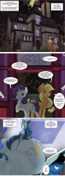 Size: 1754x4702 | Tagged: safe, artist:mad'n evil, applejack, rarity, soarin', oc, earth pony, pegasus, pony, unicorn, g4, bhm, butt, comic, evil, expansion, fat, hologram, holographic screen, immobile, impossibly large belly, impossibly large butt, impossibly large everything, mad pony - an expansive comic, mansion, obese, old cutie mark, plot, soarchub, weight gain
