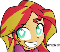 Size: 5767x5000 | Tagged: safe, artist:mrcbleck, edit, sunset shimmer, equestria girls, g4, absurd resolution, cute, female, heart eyes, in love, smiling, solo, waifu, when she smiles, wingding eyes