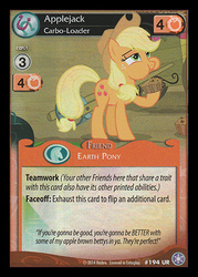 Size: 344x480 | Tagged: safe, enterplay, apple brown betty, applejack, g4, my little pony collectible card game, the crystal games, apple family member, card, ccg, female, muffin, solo, wagon