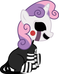 Size: 4303x5395 | Tagged: safe, artist:overdriv3n, sweetie belle, five nights at aj's, g4, absurd resolution, clothes, costume, five nights at aj's 2, five nights at freddy's, marionette, the puppet