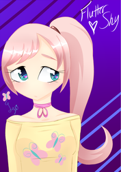 Size: 851x1200 | Tagged: safe, artist:my-taxi, fluttershy, human, g4, female, high ponytail, humanized, ponytail, solo