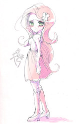 Size: 635x1000 | Tagged: safe, artist:hacha, fluttershy, equestria girls, g4, crying, female, pixiv, solo