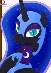 Size: 2480x3508 | Tagged: safe, artist:moonlight-pen, nightmare moon, alicorn, pony, g4, duckface, female, high res, phone, selfie, smartphone, solo