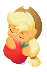 Size: 800x1217 | Tagged: safe, artist:raininess, applejack, g4, apple, eyes closed, female, solo