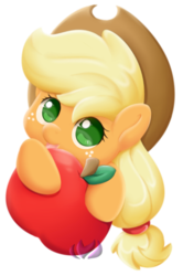 Size: 717x1082 | Tagged: safe, artist:raininess, applejack, g4, apple, female, looking at you, solo