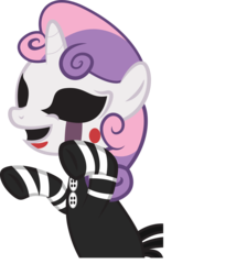 Size: 3264x3821 | Tagged: safe, artist:ex-machinart, sweetie belle, pony, unicorn, five nights at aj's, g4, female, filly, five nights at aj's 2, five nights at freddy's, five nights at freddy's 2, foal, high res, horn, simple background, solo, the puppet, transparent background