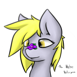 Size: 1024x1024 | Tagged: safe, artist:snow-fangs, derpy hooves, pegasus, pony, g4, female, flower, mare, solo