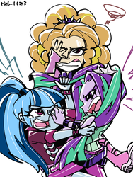 Size: 600x800 | Tagged: safe, artist:bariden, adagio dazzle, aria blaze, sonata dusk, equestria girls, g4, my little pony equestria girls: rainbow rocks, adagio cringedazzle, catfight, facepalm, fight, the dazzlings