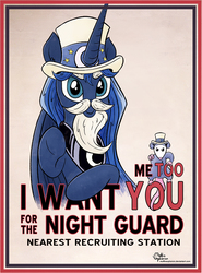 Size: 1000x1353 | Tagged: safe, artist:muffinexplosion, princess luna, tiberius, g4, poster, uncle sam