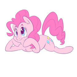 Size: 1000x1000 | Tagged: safe, artist:khorme, pinkie pie, earth pony, pony, g4, chest fluff, cute, diapinkes, female, mare, prone, simple background, smiling, solo, white background