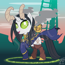 Size: 792x792 | Tagged: safe, artist:dra90nboi, pony, cape, clothes, crossover, cryx, horns, ponified, solo, vector, warmachine, warmahordes