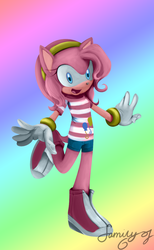 Size: 819x1332 | Tagged: safe, artist:familyof6, pinkie pie, g4, amy rose, clothes, crossover, cutie mark, female, solo, sonic the hedgehog (series), t-shirt