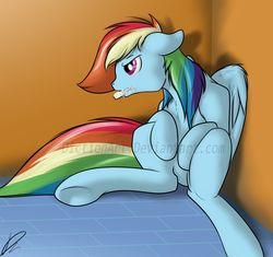 Size: 3917x3681 | Tagged: safe, artist:diction, rainbow dash, g4, female, high res, mouth soaping, soap, solo, watermark