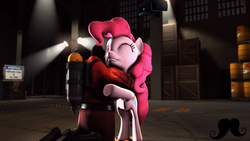 Size: 1024x576 | Tagged: safe, pinkie pie, g4, crossover, pyro (tf2), team fortress 2