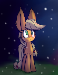 Size: 700x900 | Tagged: safe, artist:heir-of-rick, applejack, daily apple pony, g4, ear fluff, female, impossibly large ears, night, solo