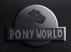 Size: 4748x3520 | Tagged: safe, artist:chiimich, pony, cover, jurassic park, jurassic world, logo, ponified, poster, title screen