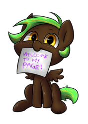 Size: 753x1062 | Tagged: safe, artist:midnightpremiere, oc, oc only, oc:midnight premier, pegasus, pony, solo, welcome