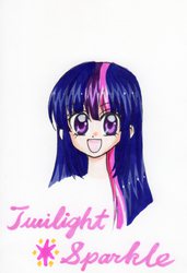 Size: 1170x1707 | Tagged: safe, artist:magical-heart, twilight sparkle, human, g4, female, humanized, pixiv, solo, traditional art