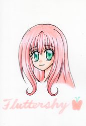 Size: 1170x1707 | Tagged: safe, artist:magical-heart, fluttershy, human, g4, female, humanized, pixiv, solo, traditional art