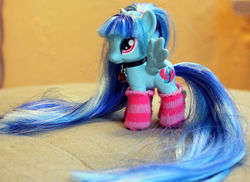 Size: 864x629 | Tagged: safe, sonata dusk, equestria girls, g4, brushable, clothes, customized toy, ebay, irl, long mane, long tail, photo, ponified, socknata, socks, solo, striped socks, toy