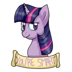 Size: 1000x1000 | Tagged: safe, artist:stockingstreams, twilight sparkle, g4, female, looking at you, old banner, positive ponies, raised eyebrow, smiling, solo