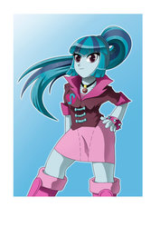 Size: 752x1063 | Tagged: safe, artist:shadeirving, sonata dusk, equestria girls, g4, my little pony equestria girls: rainbow rocks, butt touch, female, gem, hand on butt, hand on hip, large butt, looking at you, siren gem, smiling, solo, standing