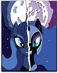 Size: 824x1040 | Tagged: safe, artist:the-paper-pony, nightmare moon, princess luna, g4, craft, duality, mare in the moon, moon