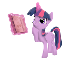 Size: 2070x1743 | Tagged: safe, artist:flare-chaser, twilight sparkle, alicorn, pony, g4, 3d, book, magic, source filmmaker, thinking, twilight sparkle (alicorn), wings