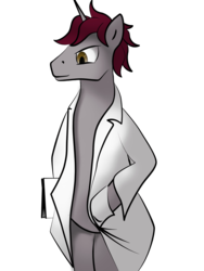 Size: 1024x1362 | Tagged: source needed, safe, artist:vvres, oc, oc only, oc:miles porter, pony, unicorn, semi-anthro, bipedal, doctor, male, simple background, solo, transparent background